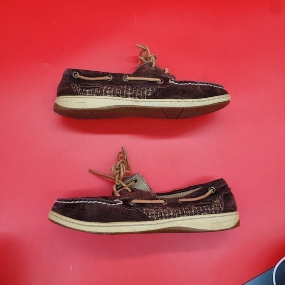 Sperry Top Siders Womens 7.5 Dark Brown Leather Boat Shoes - Picture 9 of 14